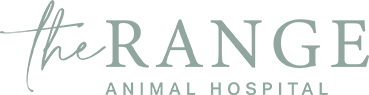 Logo for The Range Animal Hospital, featuring 'The' in a script font and 'RANGE ANIMAL HOSPITAL' in a sans-serif font.